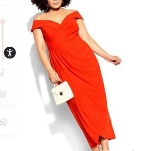 City Chic Ripple Love dress Tiger Lily red , various sizes